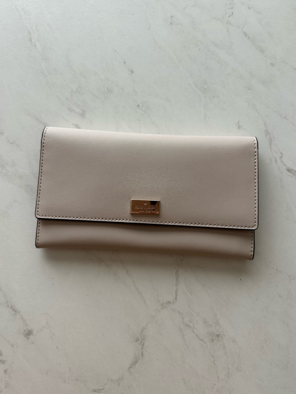 kate spade Dusty Pink Fold-Over Wallet with Gold Plaque